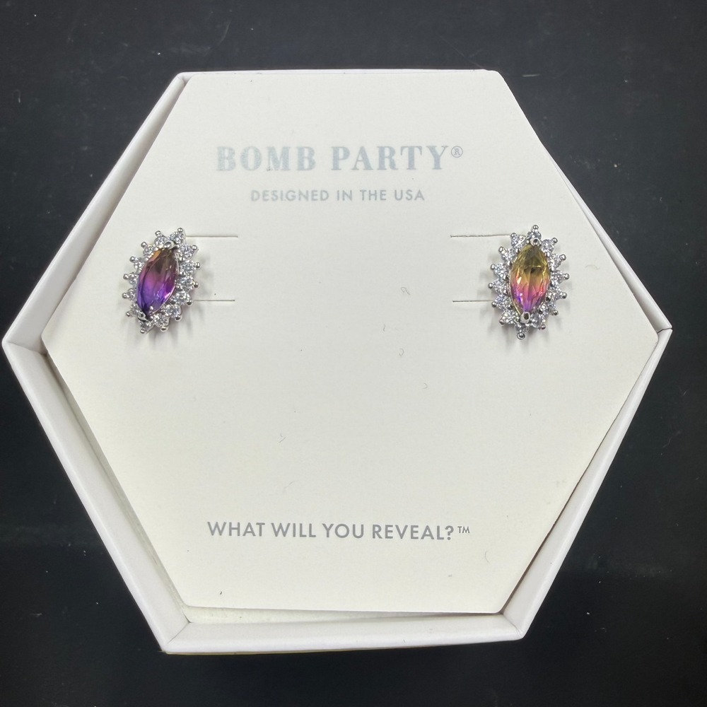 Bomb Party The Elsie Earrings Lab Purple Yellow Tourmaline RBP4954 Stud Earrings